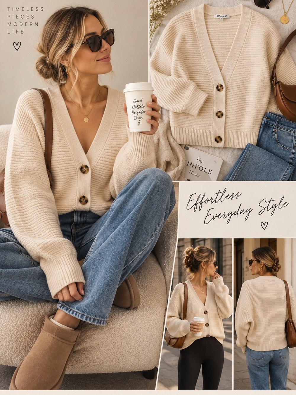 Madewell Cream Merino Wool Ribbed Oversized Cardigan Sweater XS